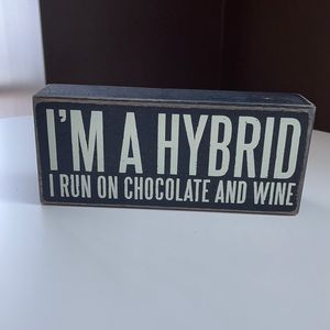 Wooden sign “chocolate and wine”